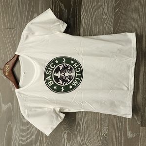 Basic witch plain white tee super soft n super stretchy size XL use measurements